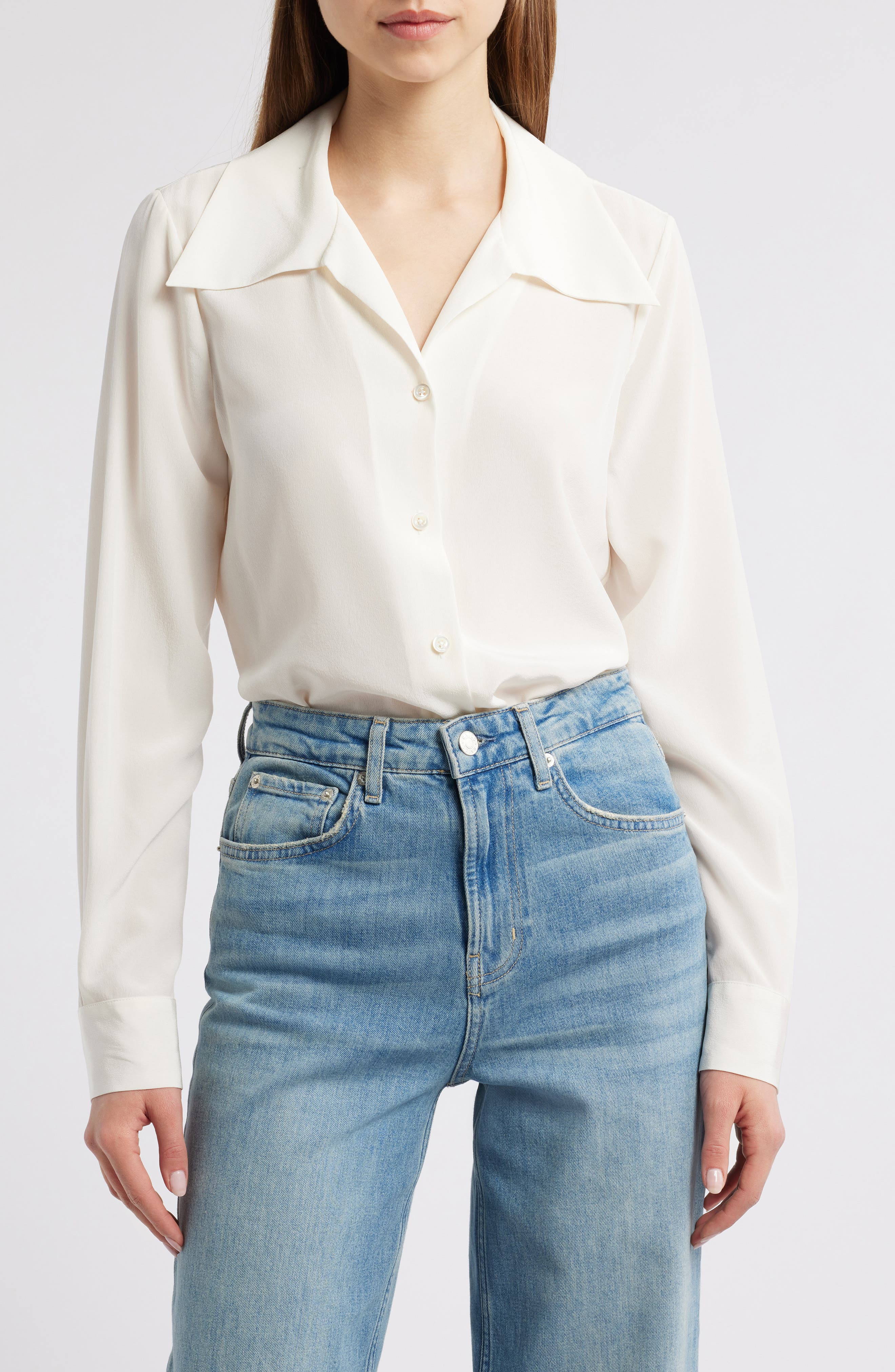 FRAME The Moment Silk Button-Up Shirt