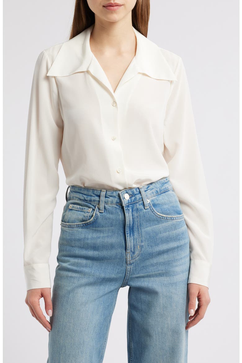The Moment Silk Button-Up Shirt, Main, color, CREAM
