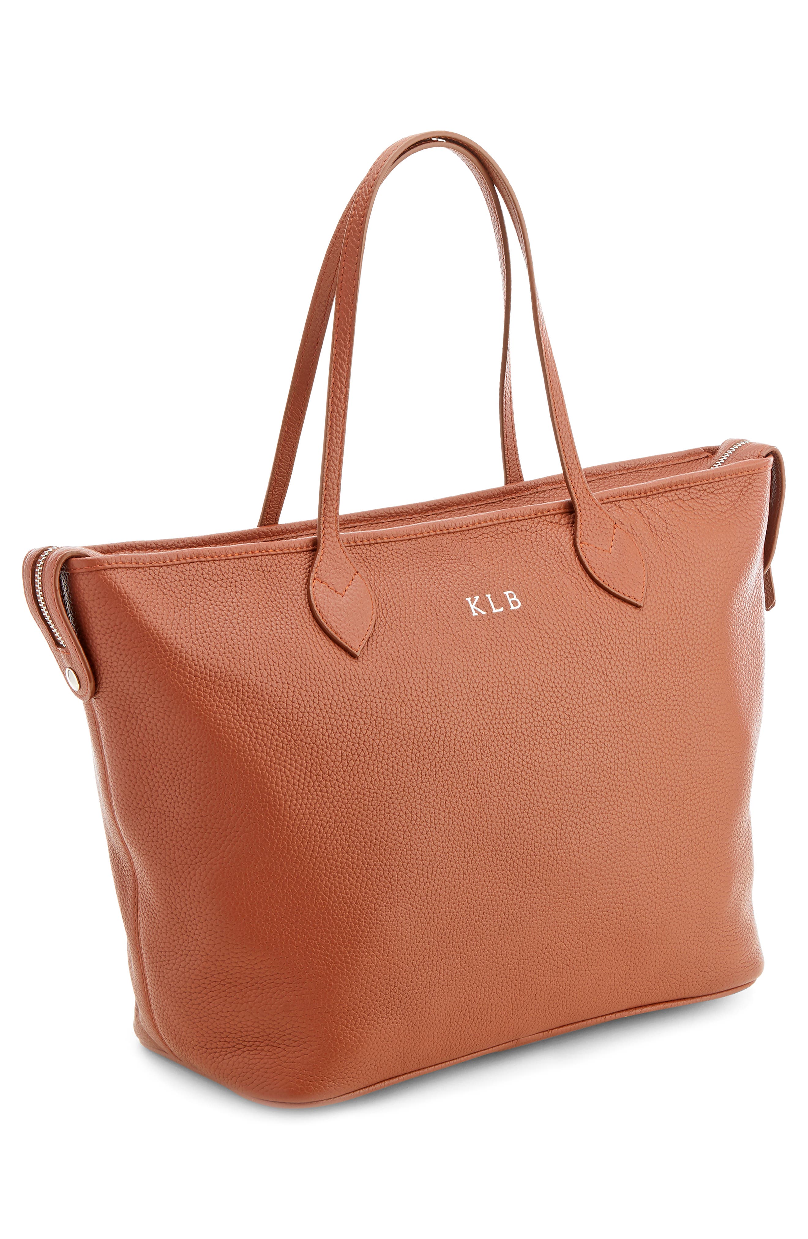 Personalized Leather Tote with Wristlet, Alternate, color, TAN - DEBOSS