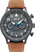 AVI-8 Hawker Hurricane Carey Chronograph Leather Strap Watch, 44mm