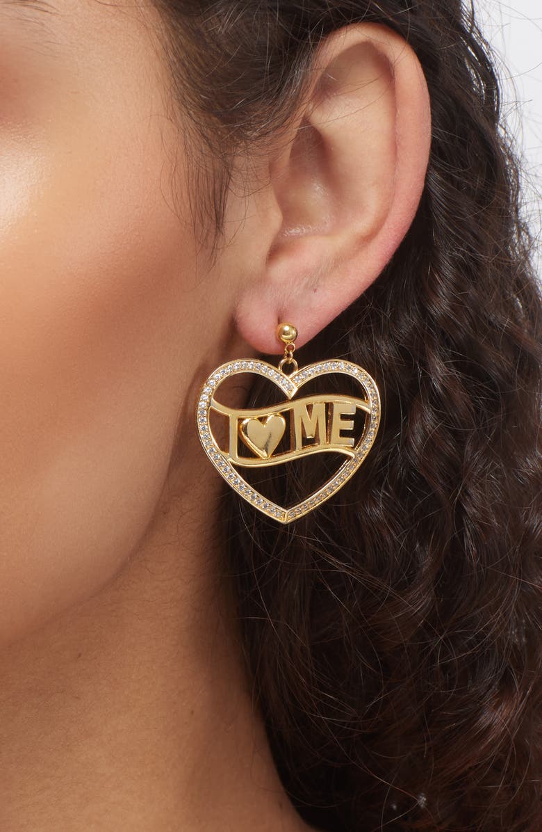 VIDAKUSH I Love Me Drop Earrings, Alternate, color, Gold