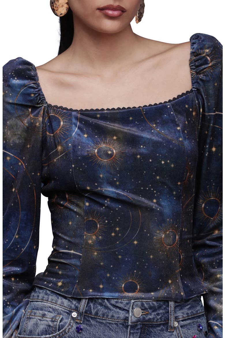 Renaissance Romance Long Sleeve Shirt, Alternate, color, GOLD CELESTIAL BAROQUE