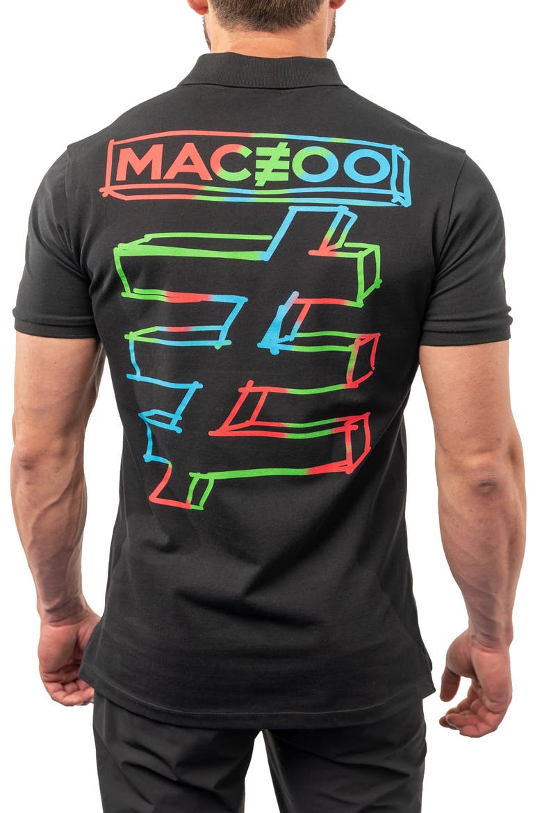 Cotton Graphic Polo, Alternate, color, BLACK