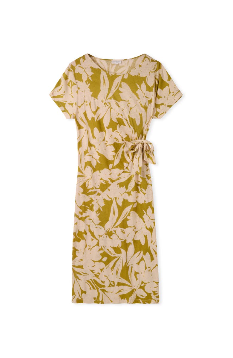 Celtic & Co. Knot Detail Jersey Dress, Alternate, color, Moss Floral
