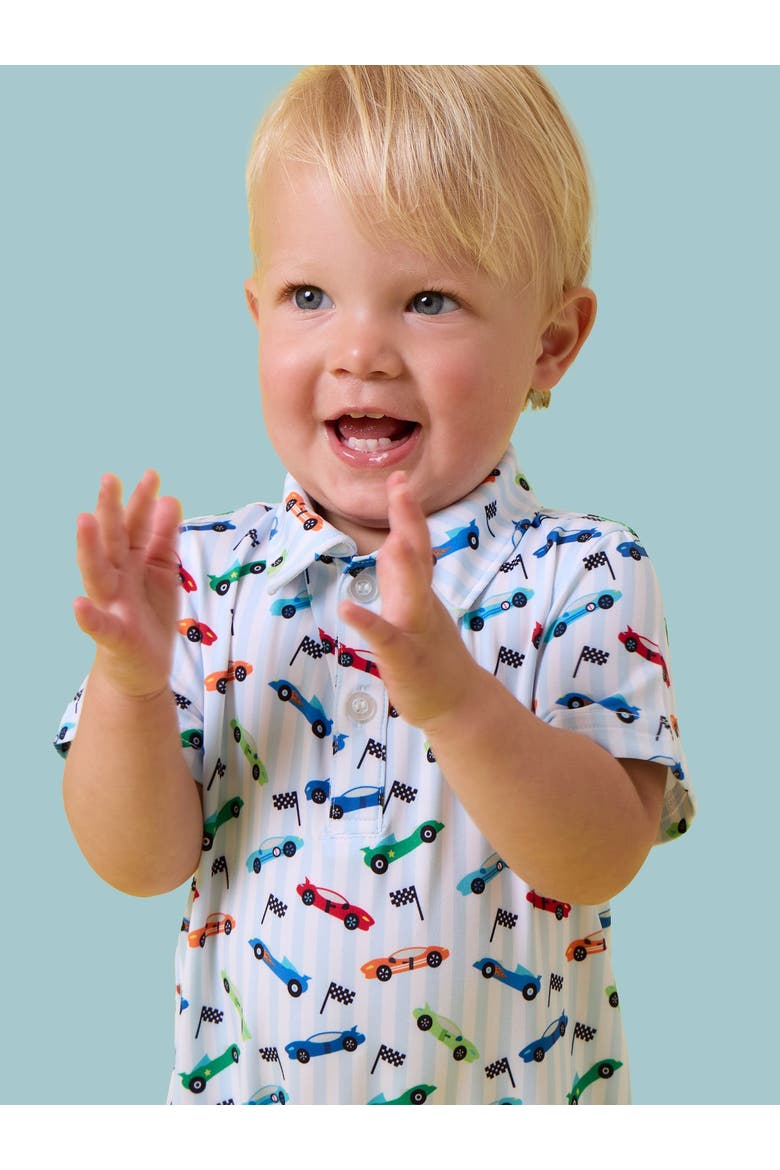 Performance Polo Romper (baby), Alternate, color, Tiny Let's Roll