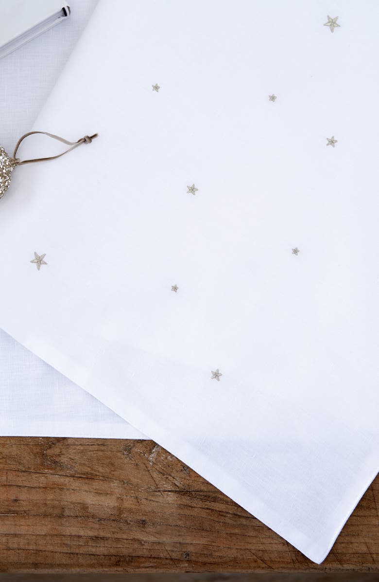 The White Company Star Embroidered Linen & Cotton Table Runner, Alternate, color, 
