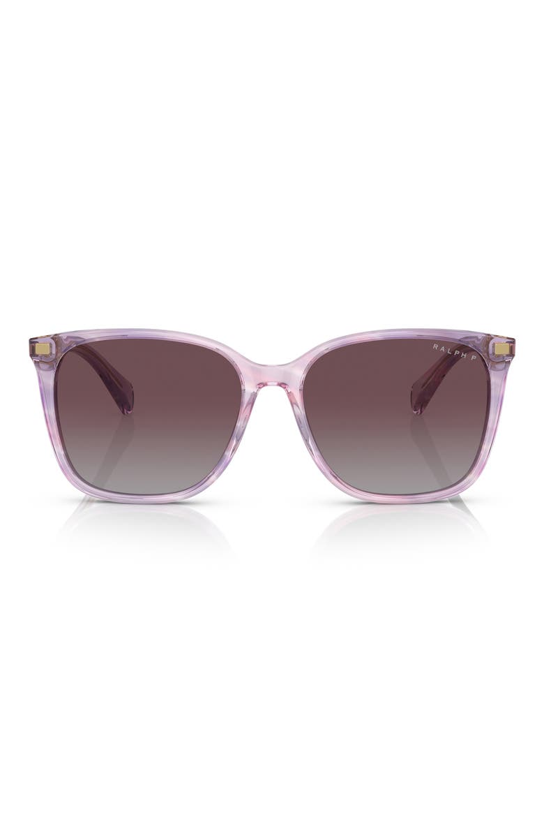 56mm Polarized Square Sunglasses, Main, color, STRIPED PURPLE / VIOLET POLAR