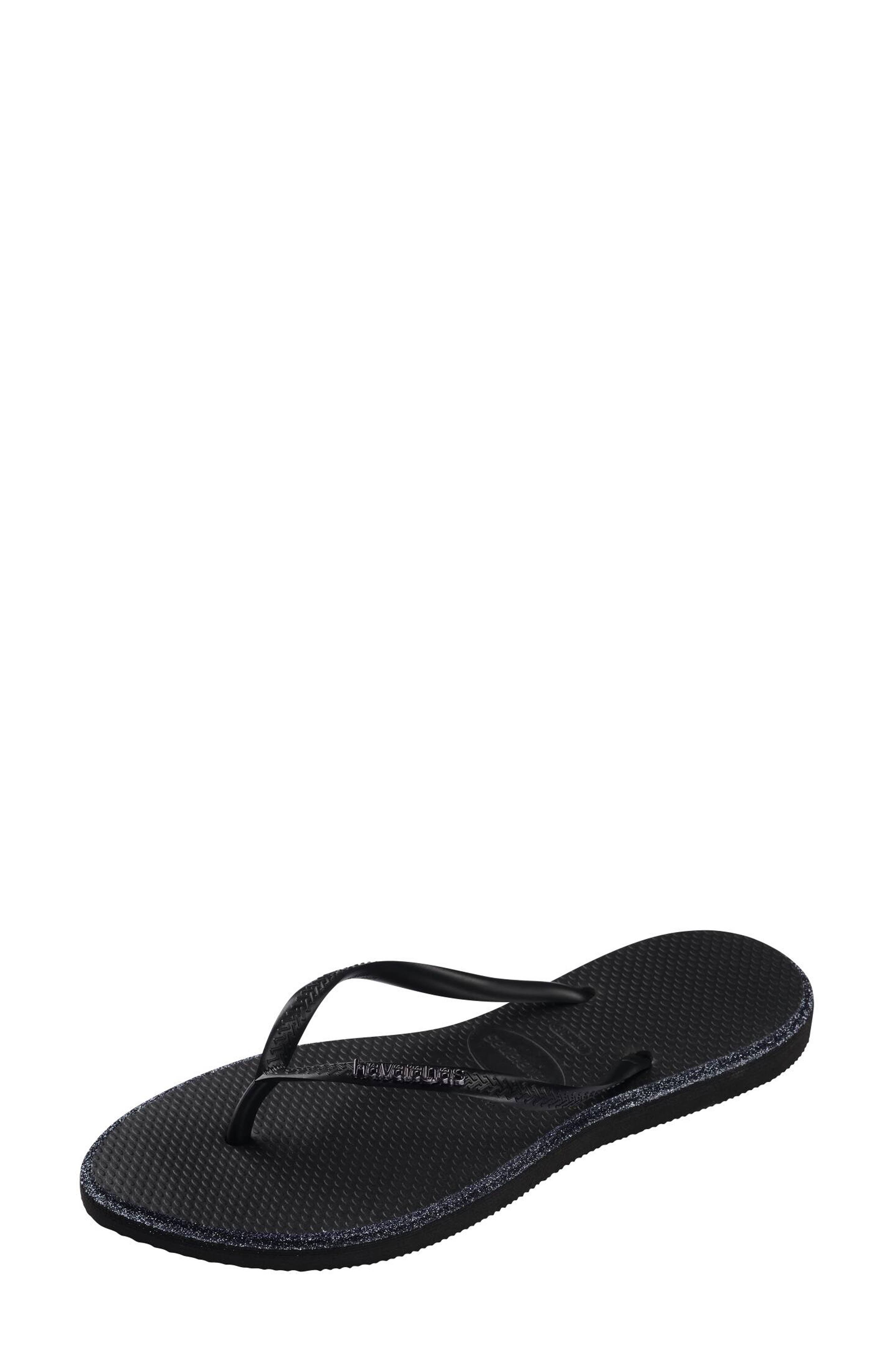 Havaianas Slim Point Glitter Flip Flop, Alternate, color, Black/ Black