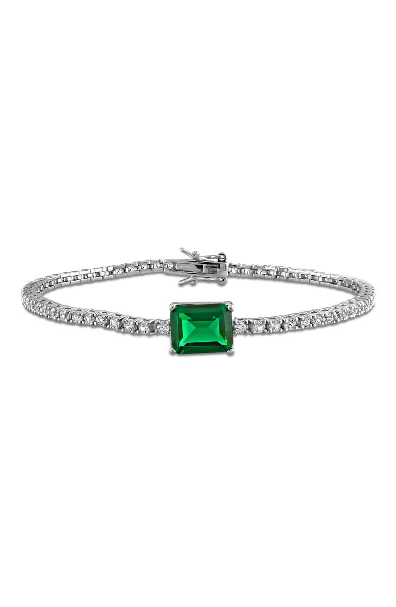 Julianna B. Lab-Created Gemstone Station Tennis Bracelet, Main, color, Created Emerald/Emerald