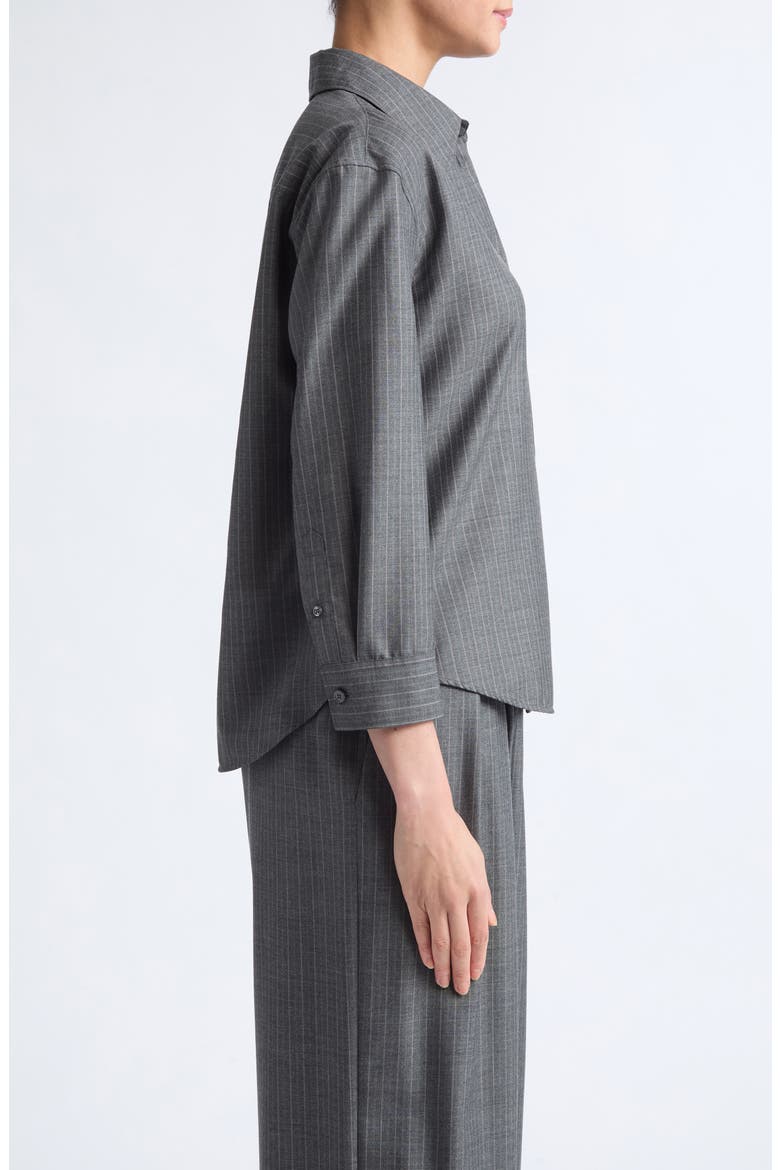 Pinstriped Wool Cropped Boxy Shirt, Alternate, color, KOALA