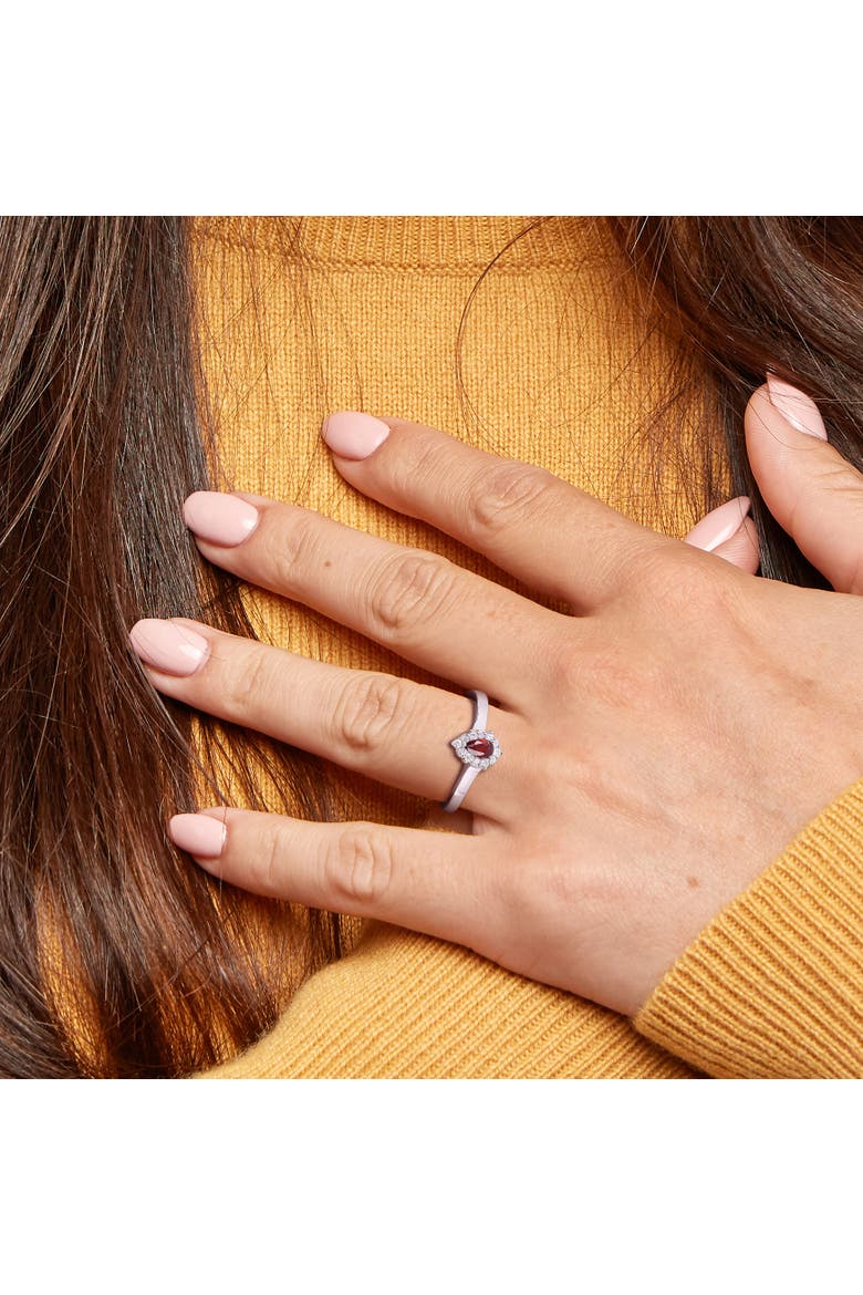 Garnet & Diamond Teardrop Halo Ring, Alternate, color, Garnet