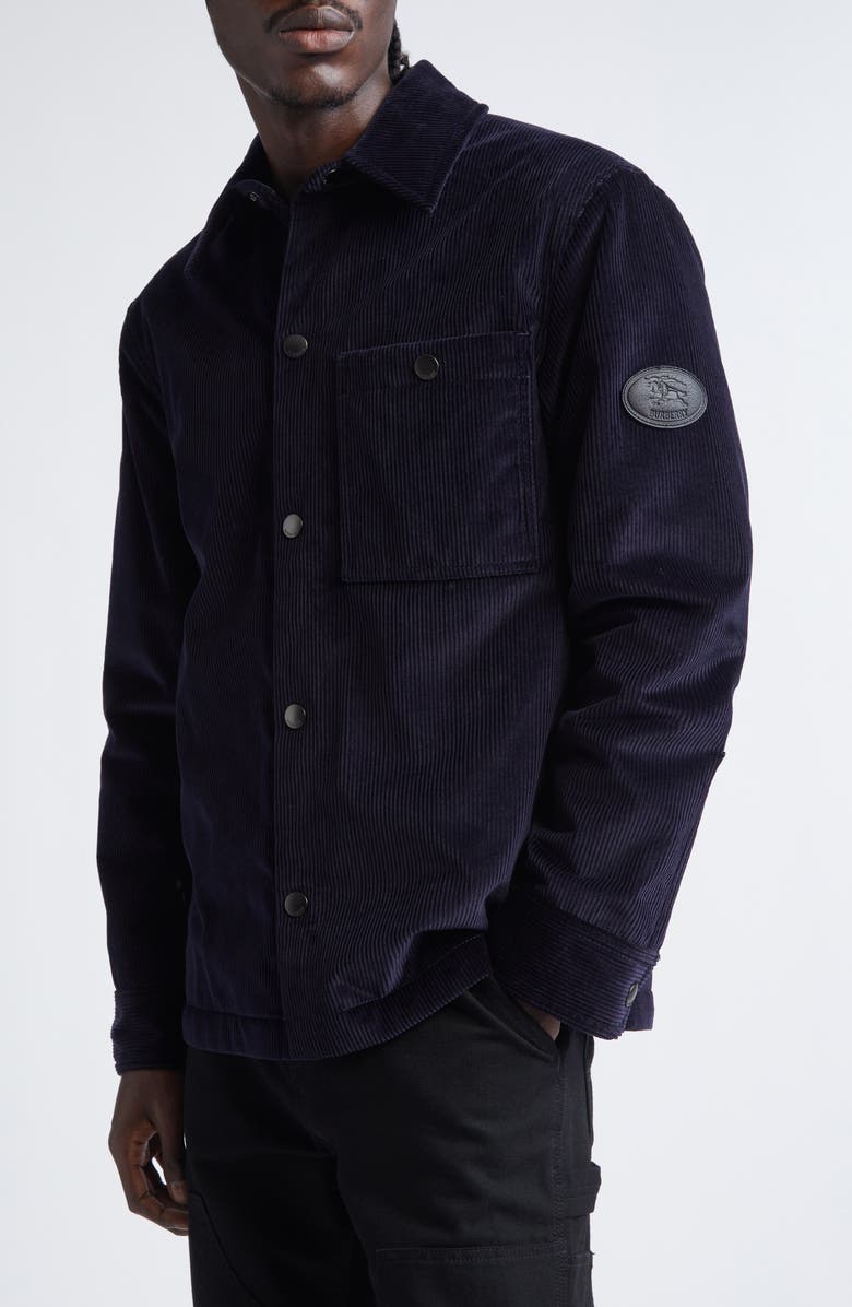 Burberry Onslow Corduroy Overshirt, Alternate, color, Twilight Blue