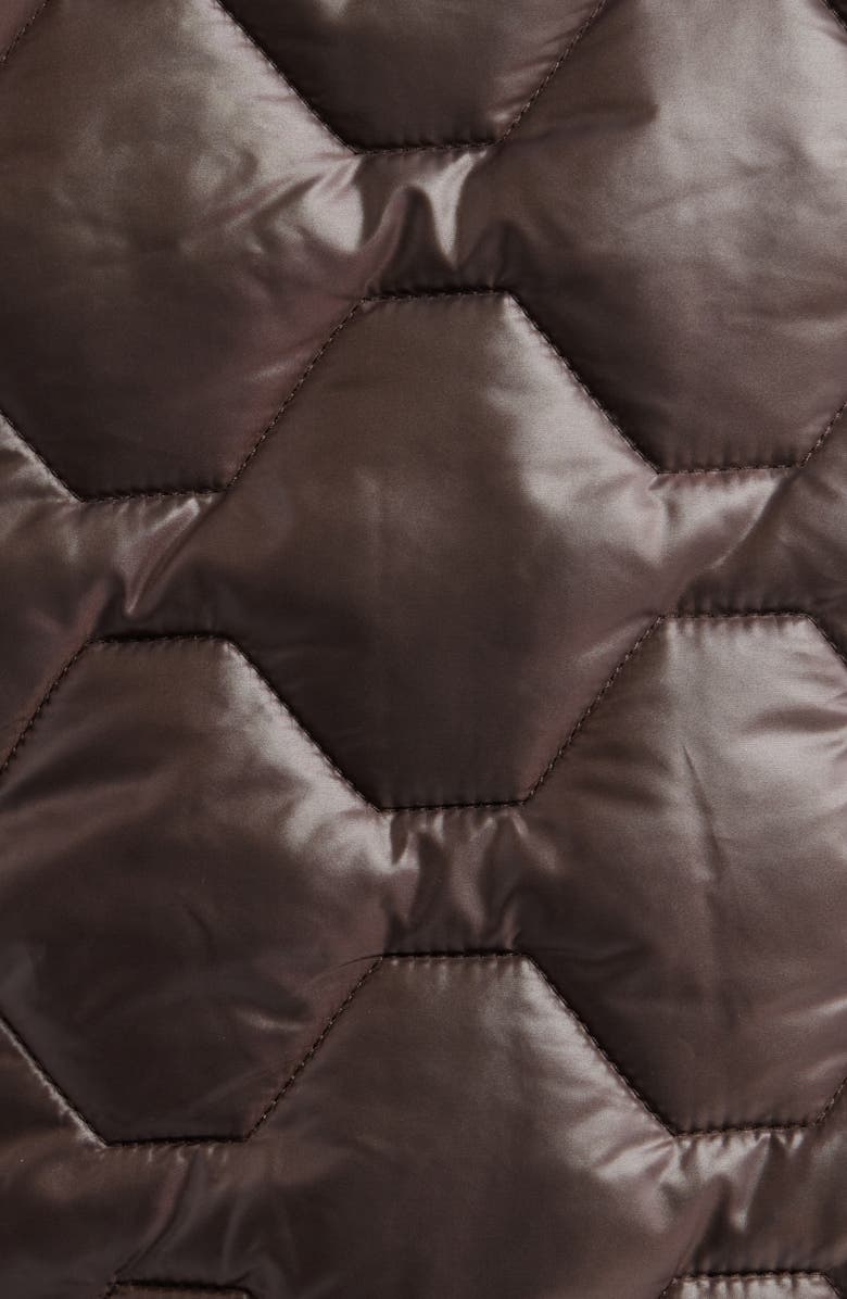 Sam Edelman Wide Hexagon Quilted Coat with Removable Faux Fur Collar, Alternate, color, Chocolate