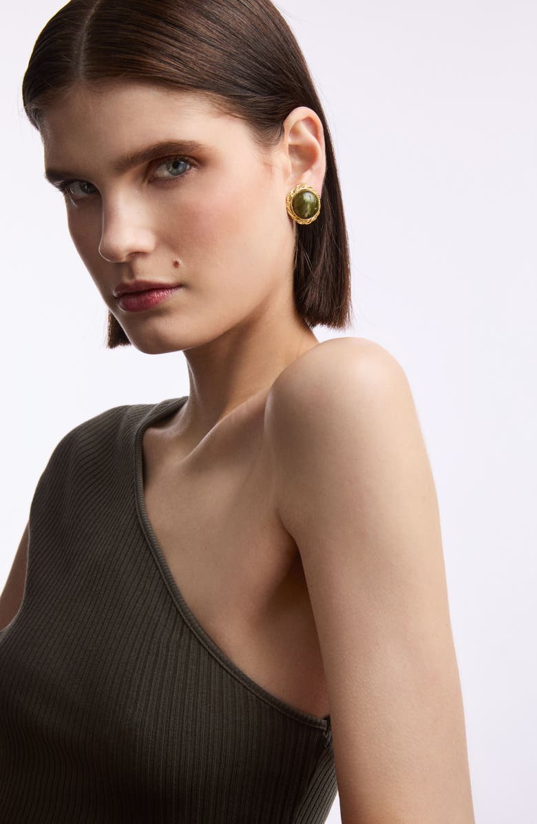 Susan Caplan 1980s Vintage Moss Green Clip-On Earrings, Alternate, color, Moss Green