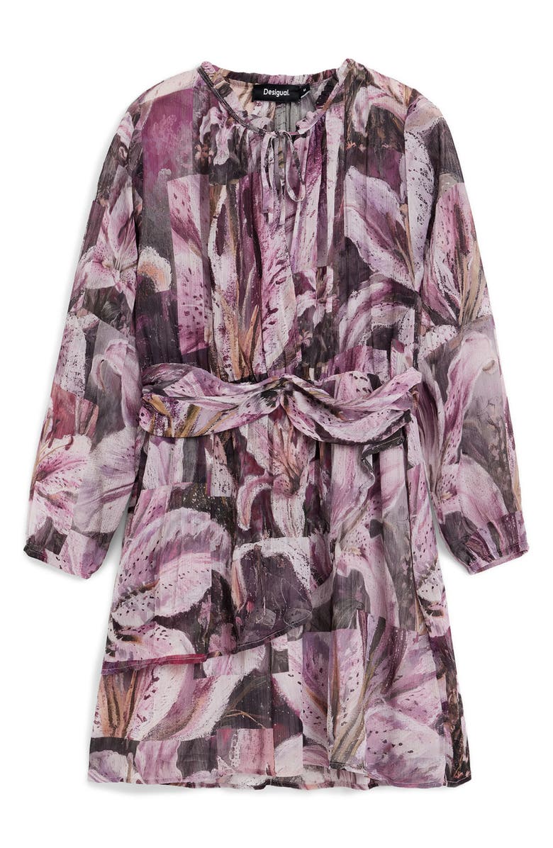 Desigual Lir Floral Print Long Sleeve Dress, Alternate, color, 