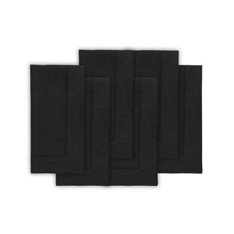 Linen Dinner Napkins Set of 6, 20 x 20 Inch for Dining Table, Holiday and Everyday Table Decor - Classic Hemstitch