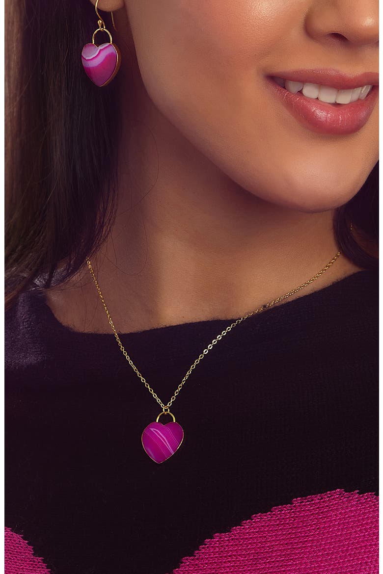 Pink Stone Heart Pendant Necklace, Alternate, color, PINK