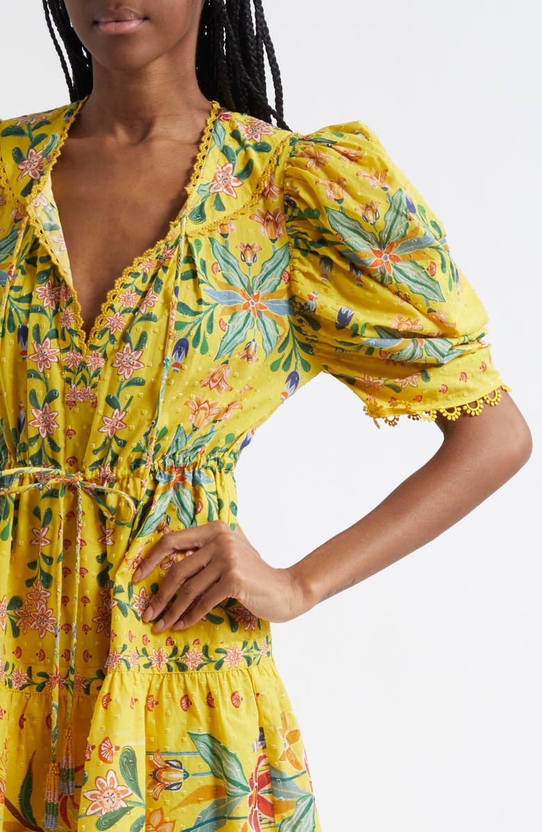 FARM Rio Delicate Flowers Cotton Minidress, Alternate, color, Yellow