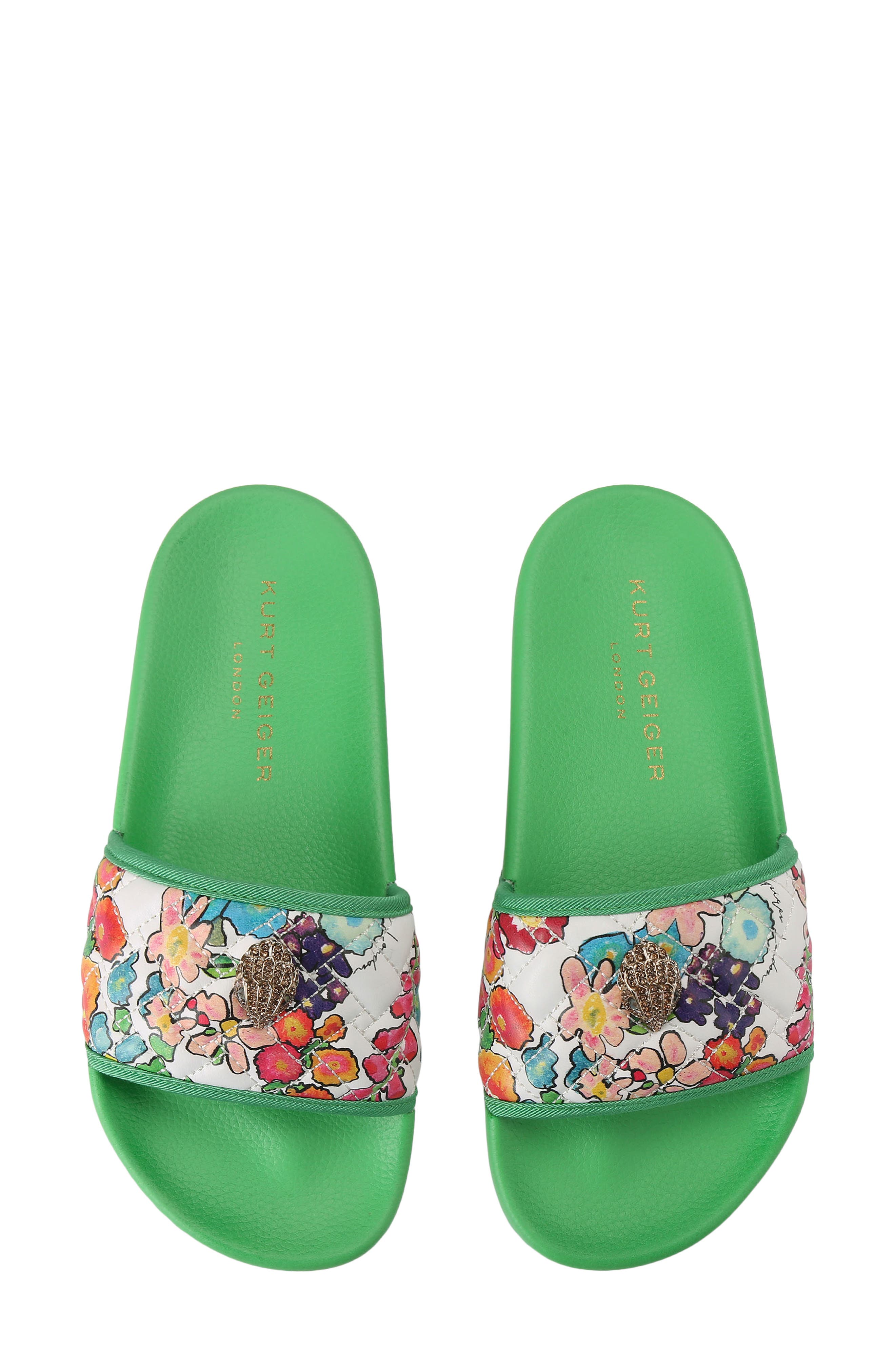 Kurt Geiger London Meena Eagle Slide Sandal, Alternate, color, Green/ Open White