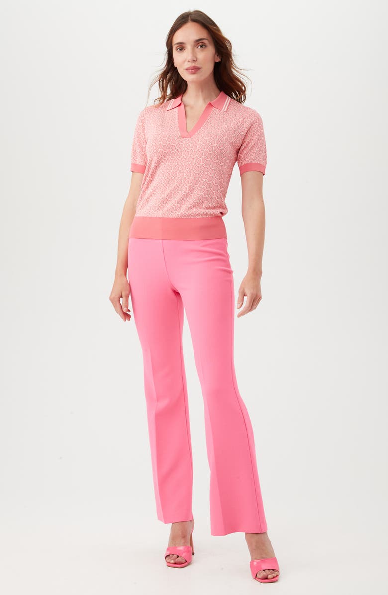 Trina Turk La Jolla Short Sleeve Sweater, Alternate, color, Papillion Pink/ White Wash