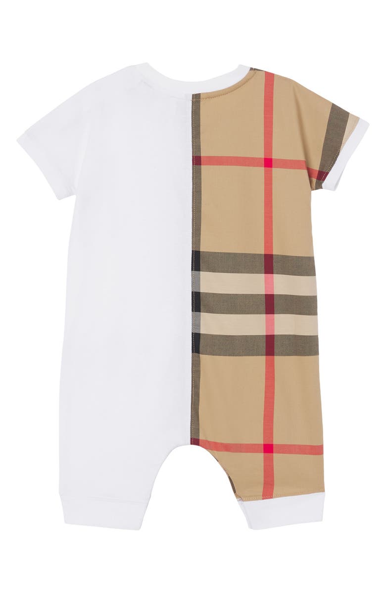 Burberry Lennox Check Panel Cotton Romper, Alternate, color, 