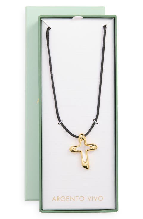 Mother-of-Pearl Cross Pendant Cord Necklace