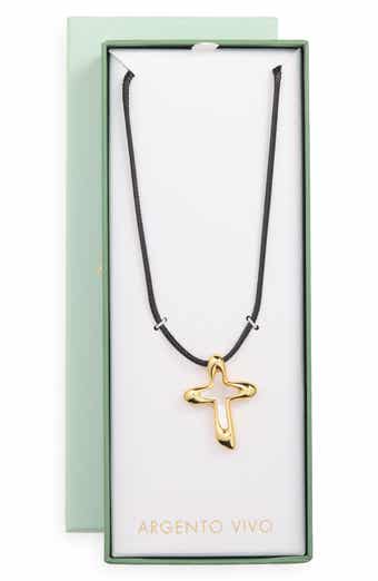 Mother-of-Pearl Cross Pendant Cord Necklace