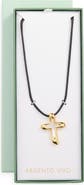 Argento Vivo Sterling Silver Mother-of-Pearl Cross Pendant Cord Necklace