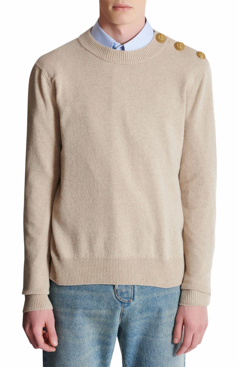 Balmain Eco-Cashmere Jumper, Alternate, color, Beige
