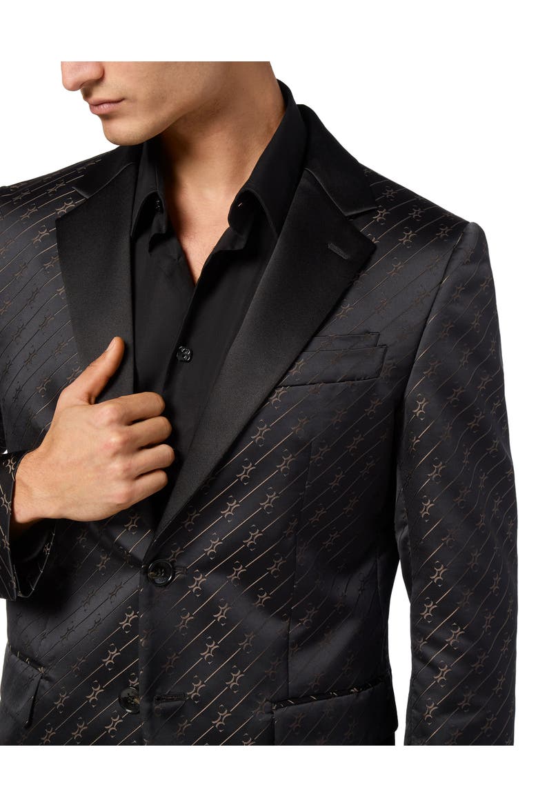 Jacquard/Silk Blazer Men, Alternate, color, black