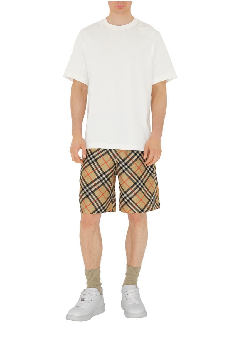 Check Silk Shorts, Main, color, Sand beige