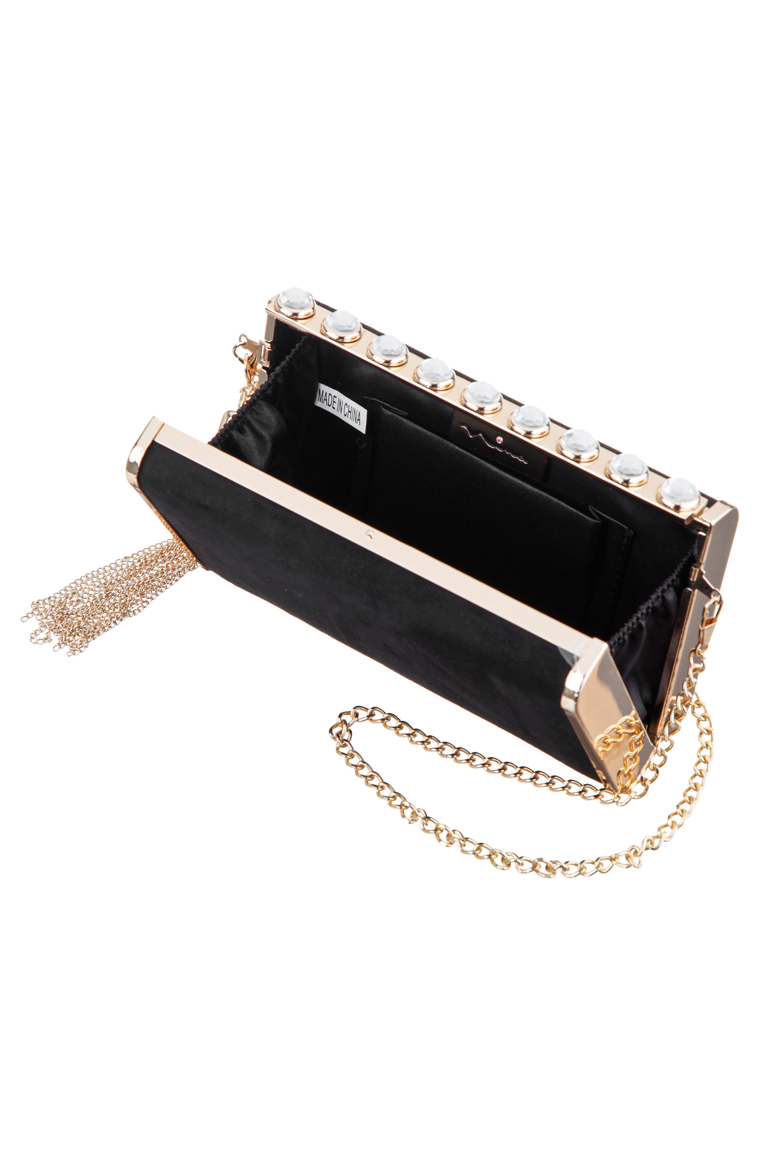 Nina Amos Crystal Clutch, Alternate, color, Black