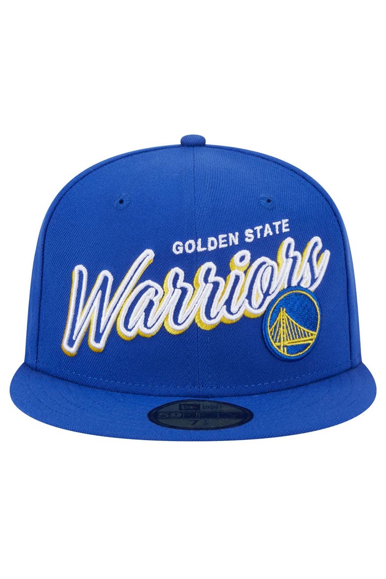 Men's New Era Royal Golden State Warriors Sport Night Script Sided 59FIFTY Fitted Hat, Alternate, color, Royal