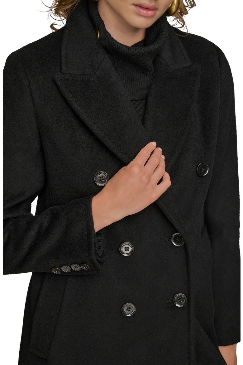 Tailored Double Breasted Wool Blend Coat, Alternate, color, BLACK