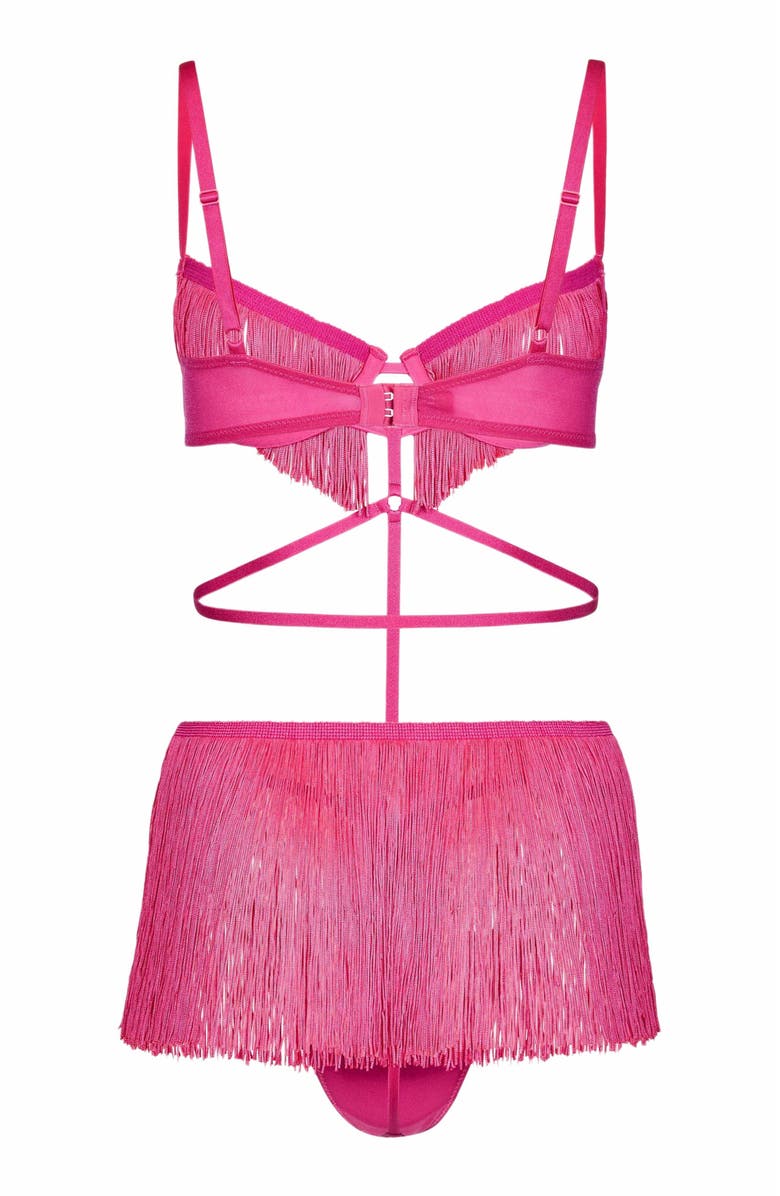 Adore Me Neveah Fringe Playsuit Lingerie, Alternate, color, Dark Pink