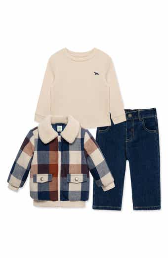 Plaid Jacket, T-Shirt & Jeans Set