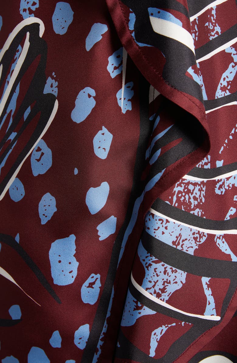 Bottega Veneta Fish Print Asymmetric Silk Twill Halter Top, Alternate, color, 6069 Black Cherry/ Admiral