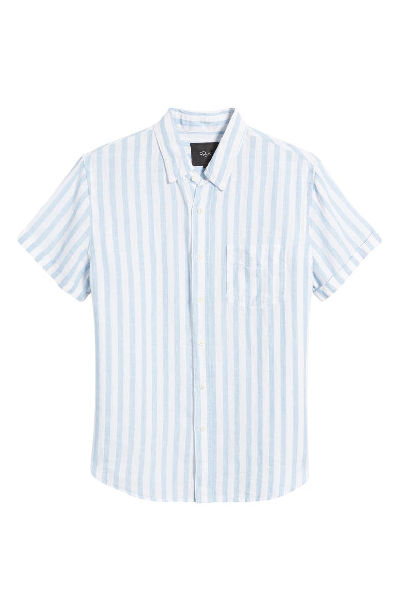 Rails Nice Stripe Short Sleeve Button-Up Linen Shirt, Alternate, color, 