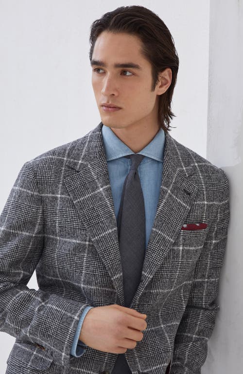 Brunello Cucinelli Prince Of Wales Cavallo Blazer In Gray