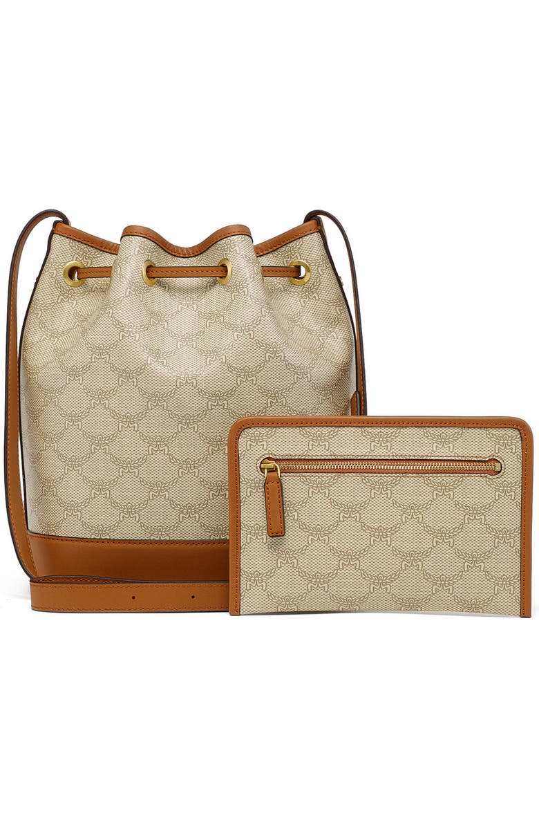 MCM Medium Himmel Coated Canvas Drawstring Bucket Bag, Alternate, color,