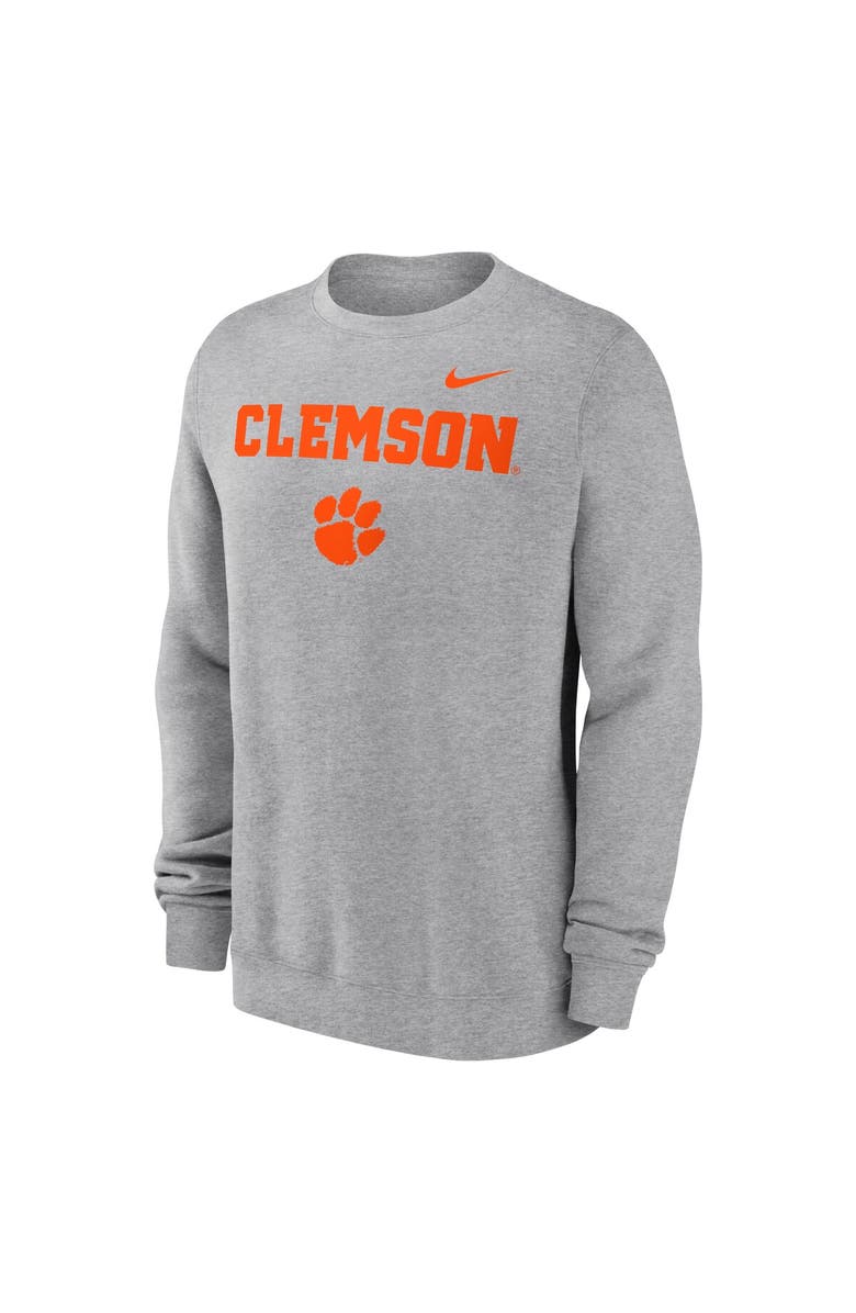 Nike Men's Nike Heather Gray Clemson Tigers Primetime Primary Stack Pullover Sweatshirt, Alternate, color, Heather Gray