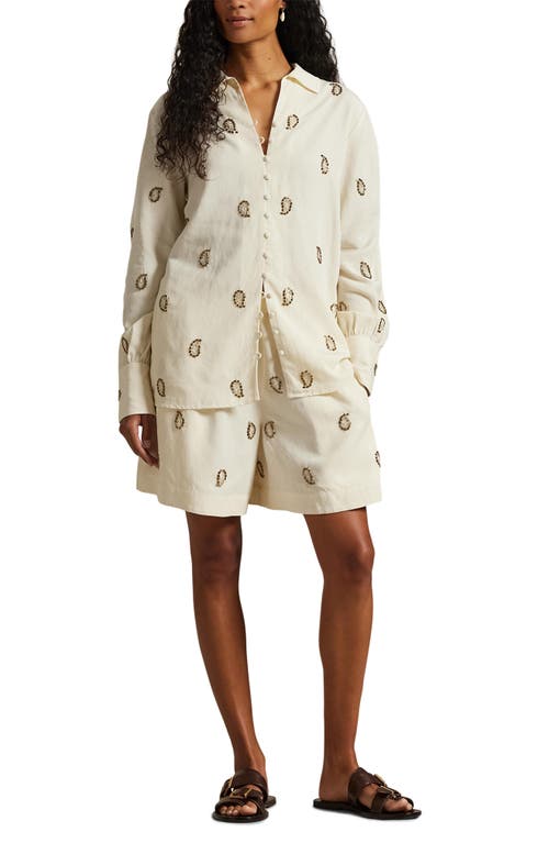 Polo Ralph Lauren Anna Beaded Paisley Shorts In White