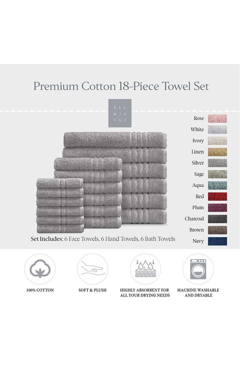 ELLA JAYNE HOME Solid Cotton 18-Piece Towel Set, Alternate, color,