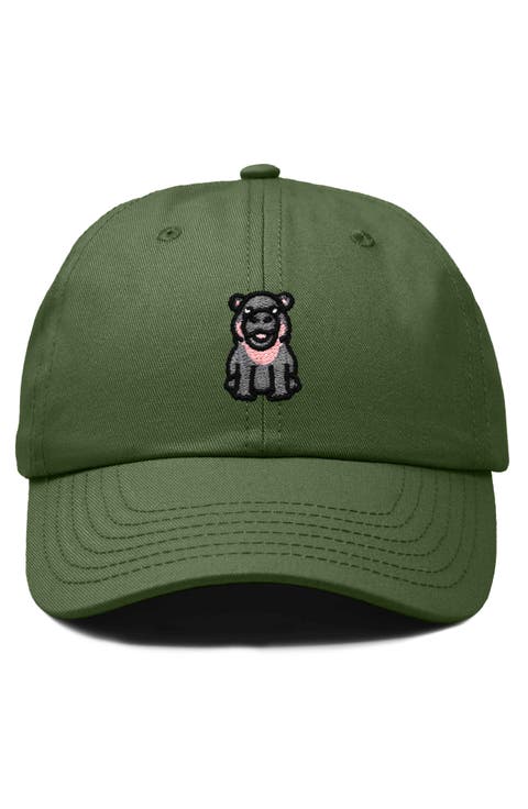 Hippo Embroidered Adjustable Hat