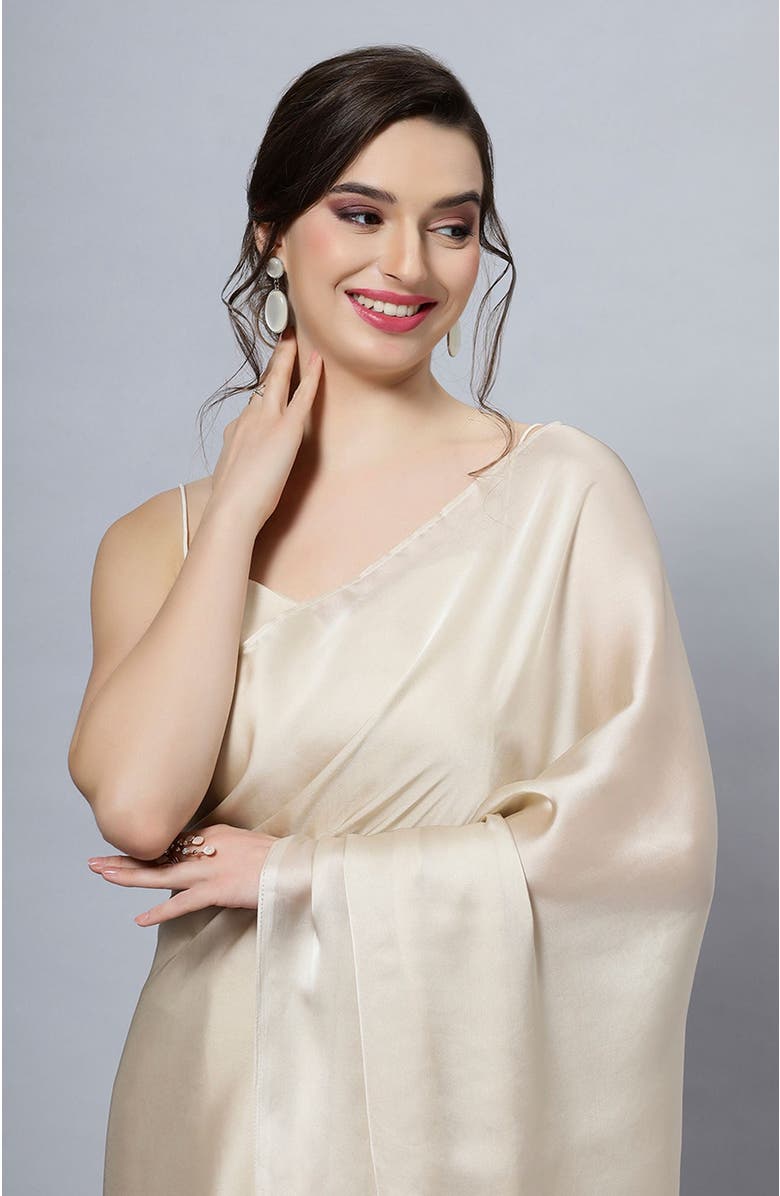 One Minute Saree<sup>®</sup> Tia Tan Monochrome Satin Ready To Wear One Minute Saree, Alternate, color, 