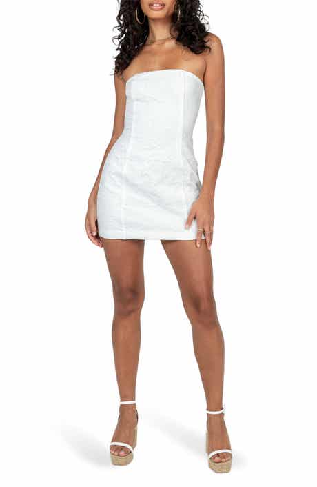 Anja Floral Embroidered Strapless Minidress