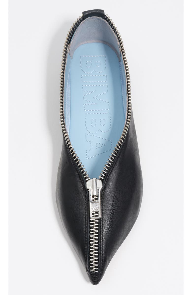 Bimba y Lola Leather Zip Ballerina, Alternate, color, Black