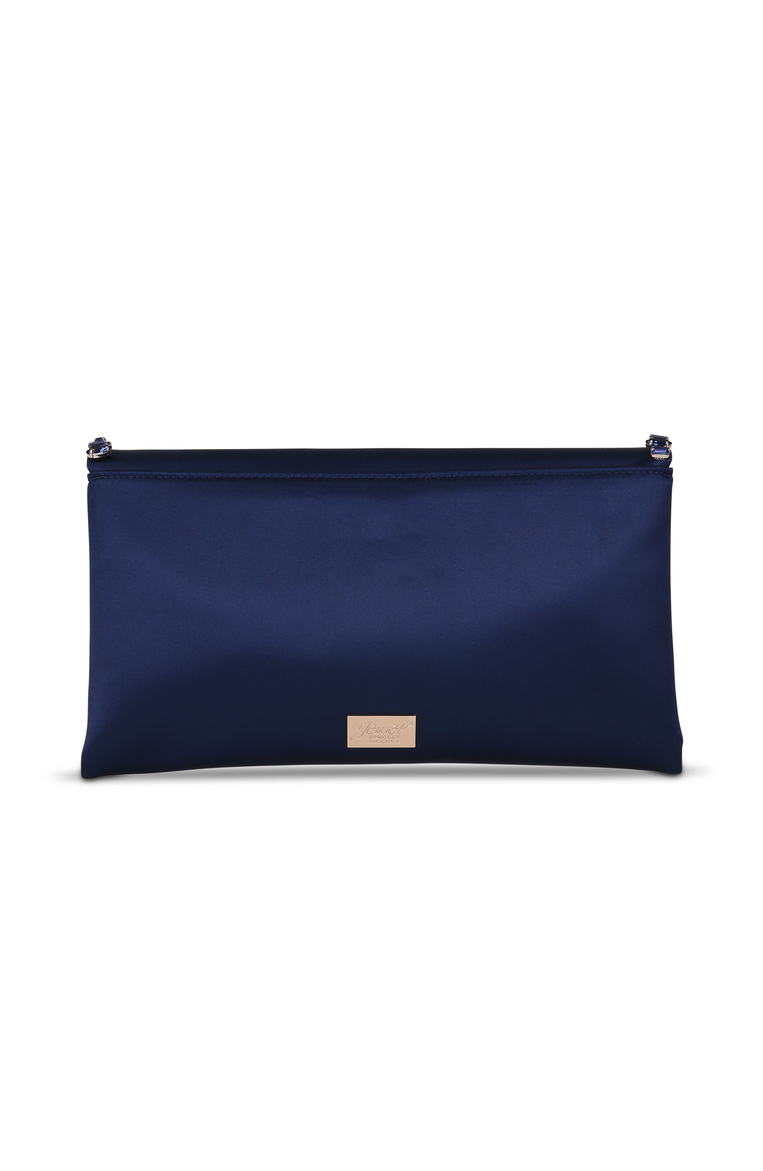 Jewel Badgley Mischka Mika Mix Crystal Neckline Envelope, Alternate, color, Navy