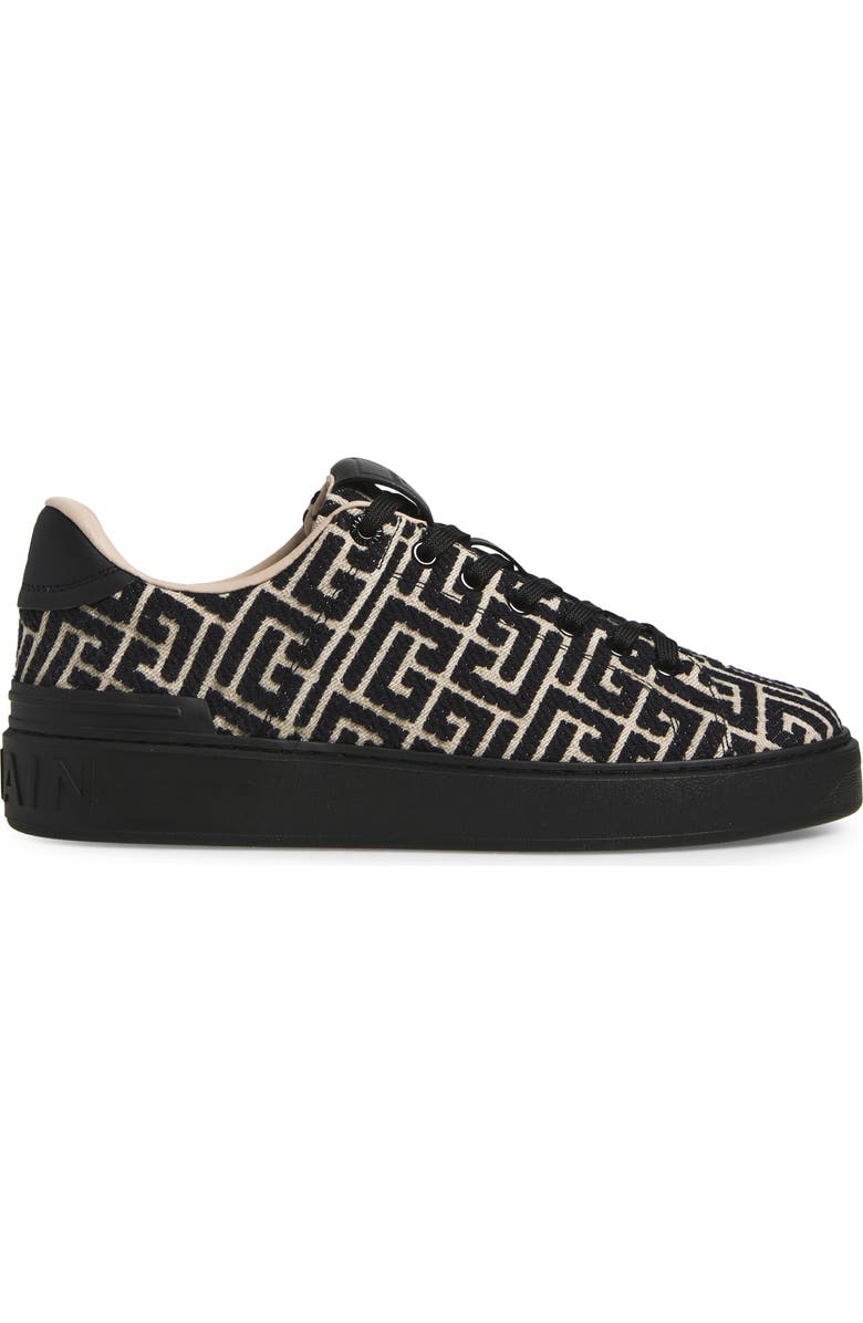 Balmain B-Court Monogram Jacquard Low Top Sneaker, Alternate, color, Edk Black/ Ivory