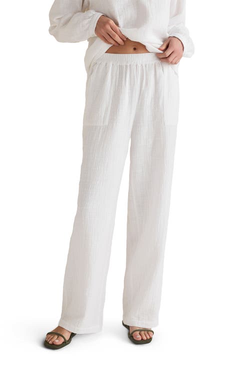 Textured Cotton Gauze Pants
